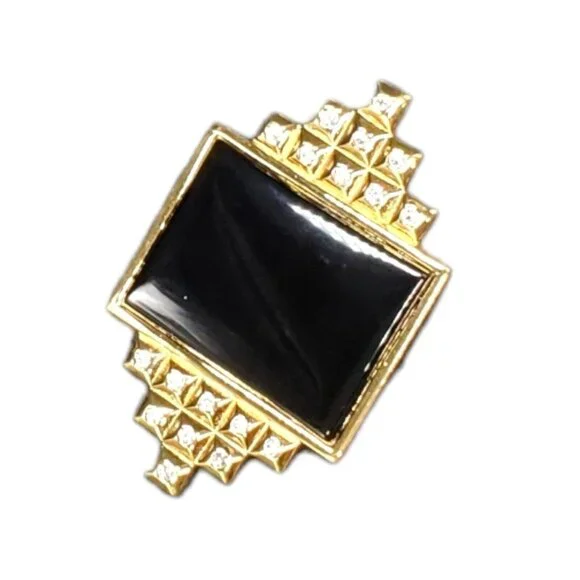 Vtg Signed SMB Art Deco Revival Brooch Sandra Miller Burrows Rhinestone Black - Picture 9 of 16